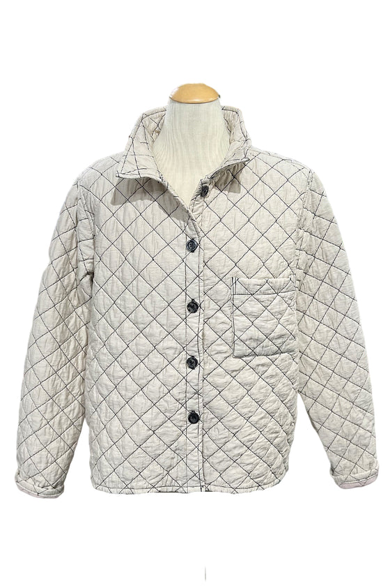 Cut Loose Quilted Parachute Crop Jacket in Moonbeam Style 6598935
