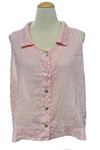 Cut Loose Sleeveless Hanky Linen Shirt in Pink Salt