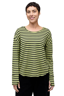  Cut Loose Thumbhole Top in Frog With Black Stripe