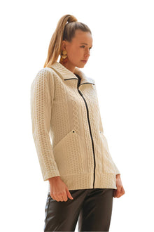  Dolcezza Colorful Sporty Chic Knit Jacket in Off White Style 74202