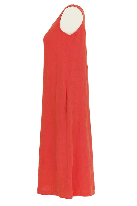 Dolcezza Linen Essentials Coral Woven Dress Style 24260