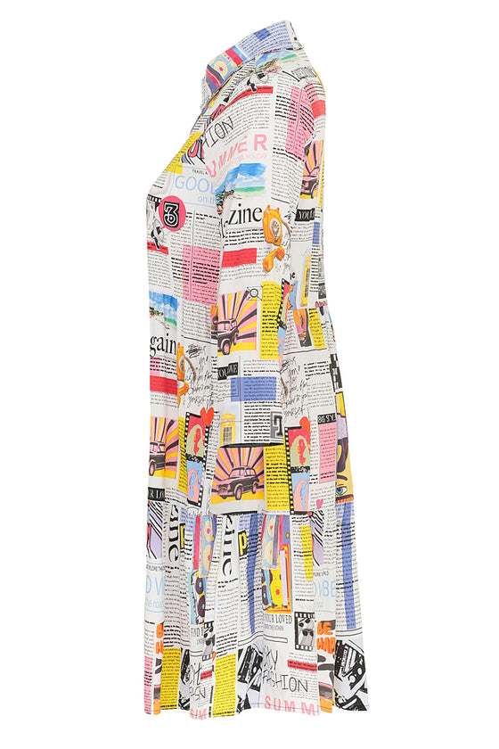 Dolcezza Newspaper Print Woven Dress Style 24155