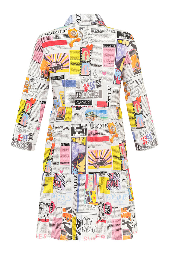 Dolcezza Newspaper Print Woven Dress Style 24155