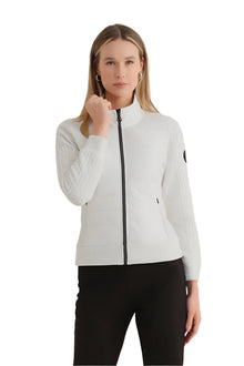  Dolcezza Woven Jacket with Puffer Front in Off White Style 74818