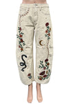 Driftwood Elaine Barrel Embroidered Jeans in Ecru DW-P43939A