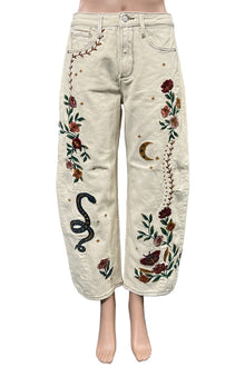  Driftwood Elaine Barrel Embroidered Jeans in Ecru DW-P43939A
