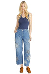 Driftwood Jeans Barbie Barrel Jeans in Daisy Patchwork