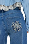 Driftwood Jeans Barbie Barrel Jeans in Daisy Patchwork
