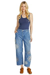 Driftwood Jeans Barbie Barrel Jeans in Daisy Patchwork