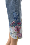 Driftwood Jeans Colette Embroidered Cropped Straight Leg Jeans in Blue Birds