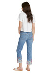 Driftwood Jeans Colette Embroidered Cropped Straight Leg Jeans in Blue Birds