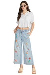 Driftwood Jeans Happy Hibiscus Tie Front Cropped Jean in Light Wash