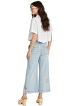 Driftwood Jeans Happy Hibiscus Tie Front Cropped Jean in Light Wash