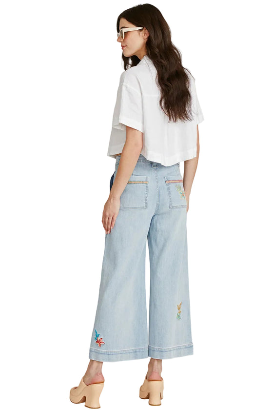 Driftwood Jeans Happy Hibiscus Tie Front Cropped Jean in Light