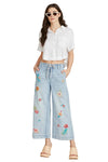 Driftwood Jeans Happy Hibiscus Tie Front Cropped Jean in Light Wash
