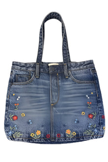  Driftwood Large Embroidered Denim Tote in Floral Fields Style DW-A43389A
