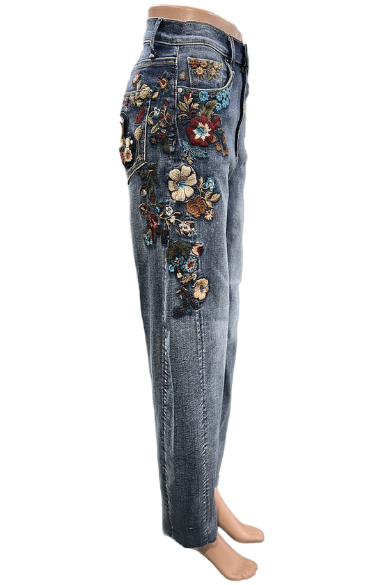 Driftwood Parker Wide Leg Jean in Varsity Vine Medium Wash