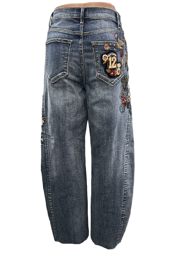 Driftwood Parker Wide Leg Jean in Varsity Vine Medium Wash