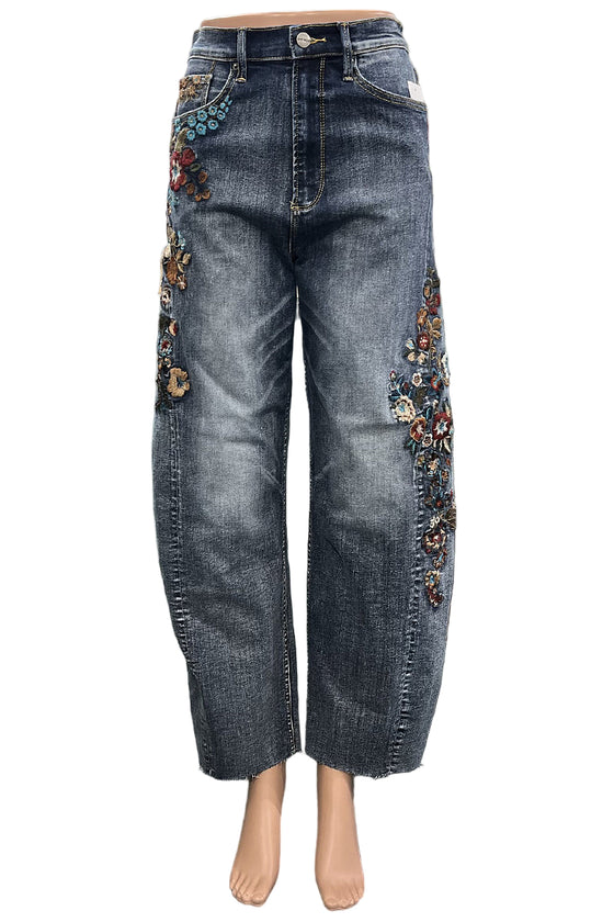 Driftwood Parker Wide Leg Jean in Varsity Vine Medium Wash