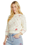 Driftwood Pointelle Sweater in Love Letters