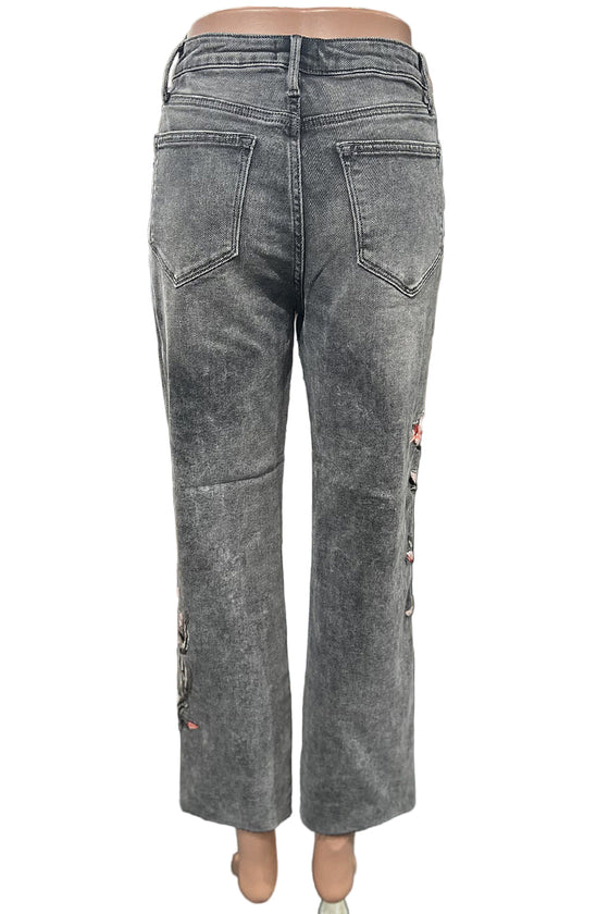 Driftwood Royce Embroidered Sakura Jeans in Grey Wash DW-P43780A