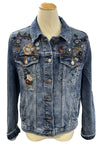 Driftwood Varsity Vines Embroidered Denim Jacket in Medium Wash