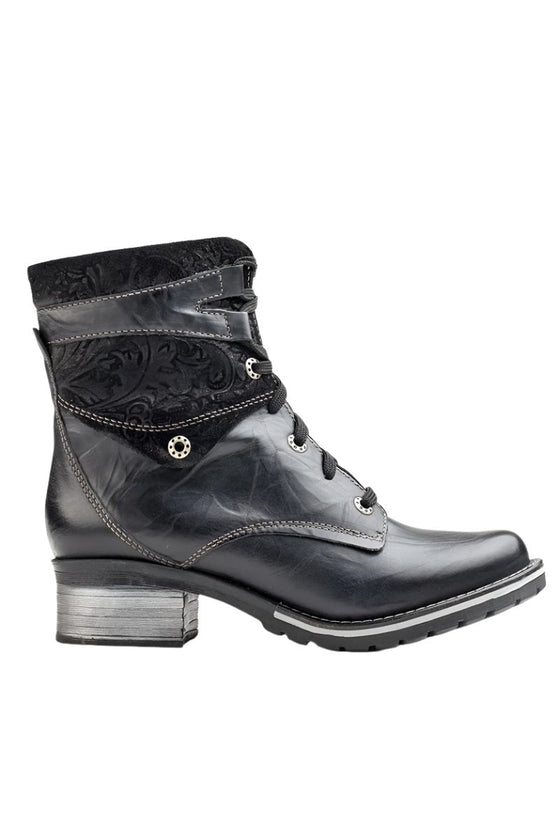 Dromedaris Kara Print Leather Boot in Black