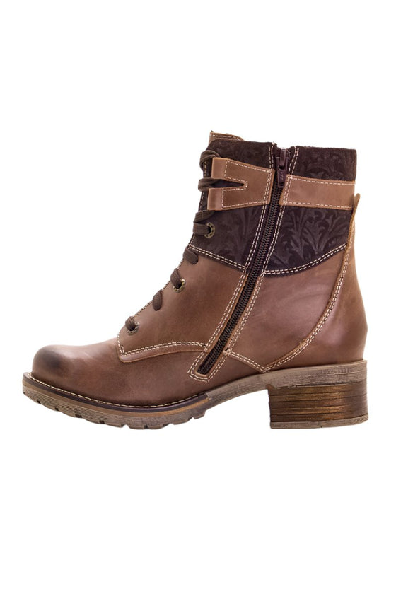 Dromedaris Kara Print Leather Boot in Chocolate