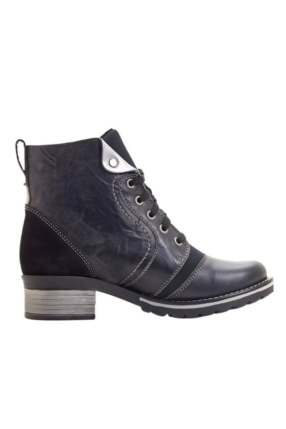 Dromedaris Karissa Leather and Neoprene Boot in Black