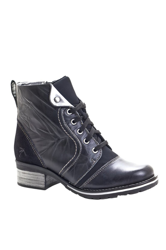 Dromedaris Karissa Leather and Neoprene Boot in Black