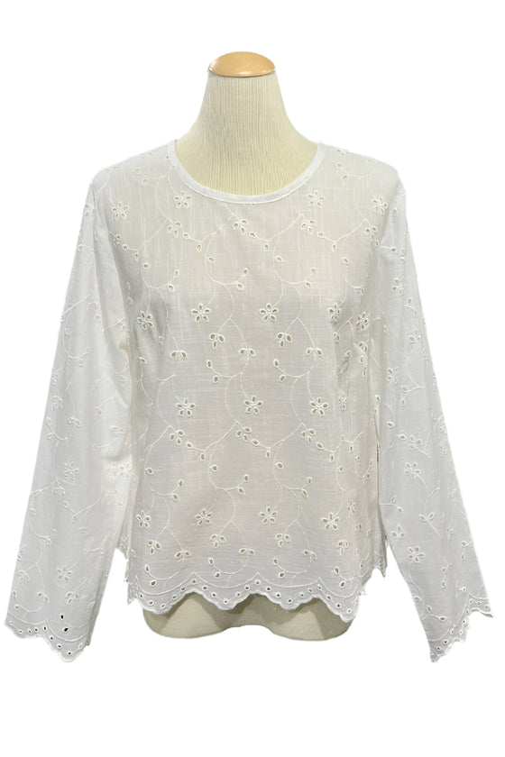 White lace blouse on a mannequin in a store setting