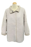Light gray textured coat on a mannequin in a store setting