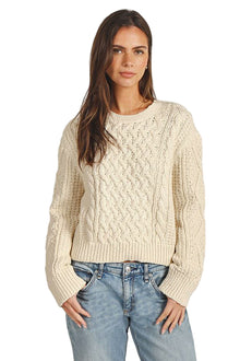  Dylan Clothing Charlotte Cable Crew Sweater in Natural