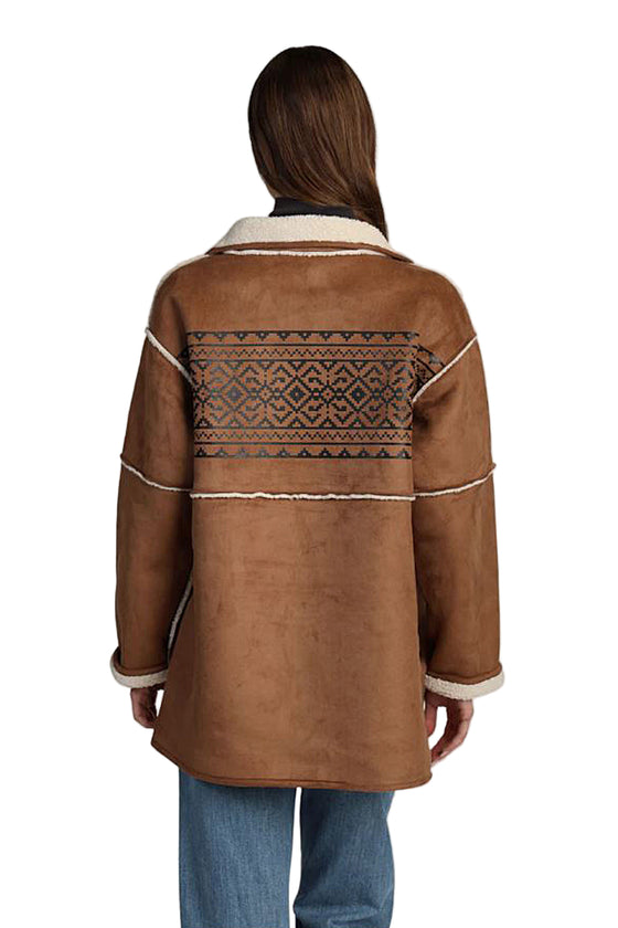 Dylan Clothing Fairisle Amber Coat in Brown