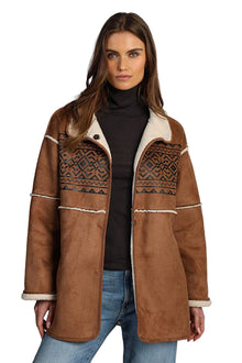  Dylan Clothing Fairisle Amber Coat in Brown