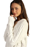 Dylan Clothing Preston Plush Cable Sweater in White