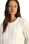 Dylan Clothing Preston Plush Cable Sweater in White