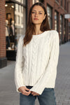 Dylan Clothing Preston Plush Cable Sweater in White