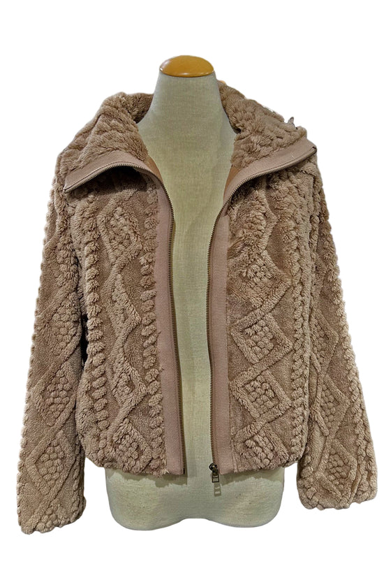 Dylan Clothing So Cozy Lined Cable Jacket in Brown