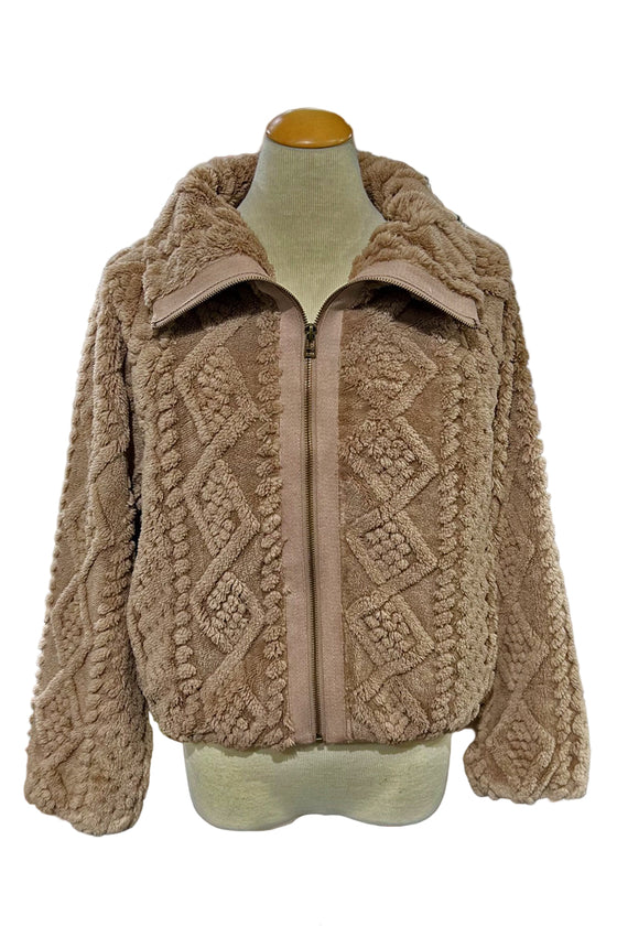 Dylan Clothing So Cozy Lined Cable Jacket in Brown