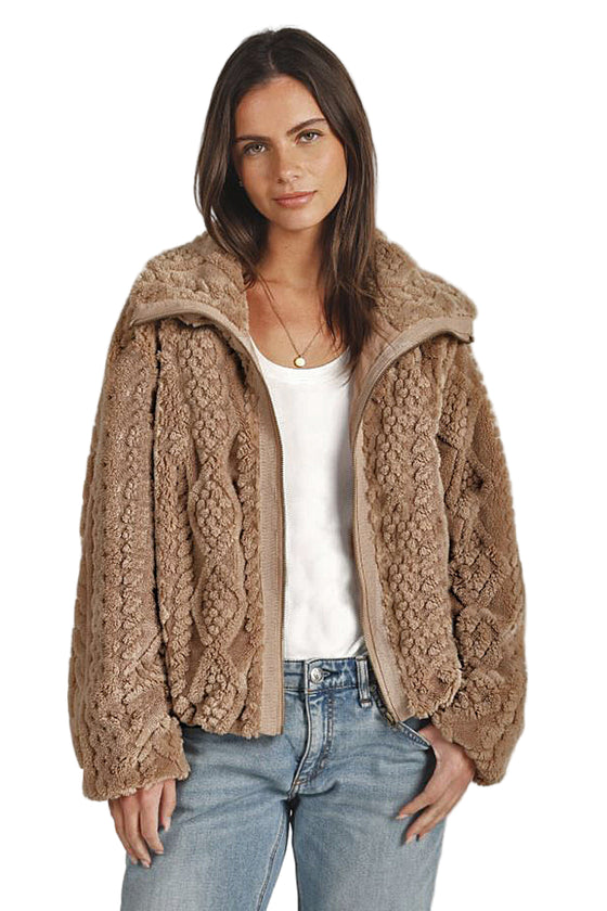 Dylan Clothing So Cozy Lined Cable Jacket in Brown