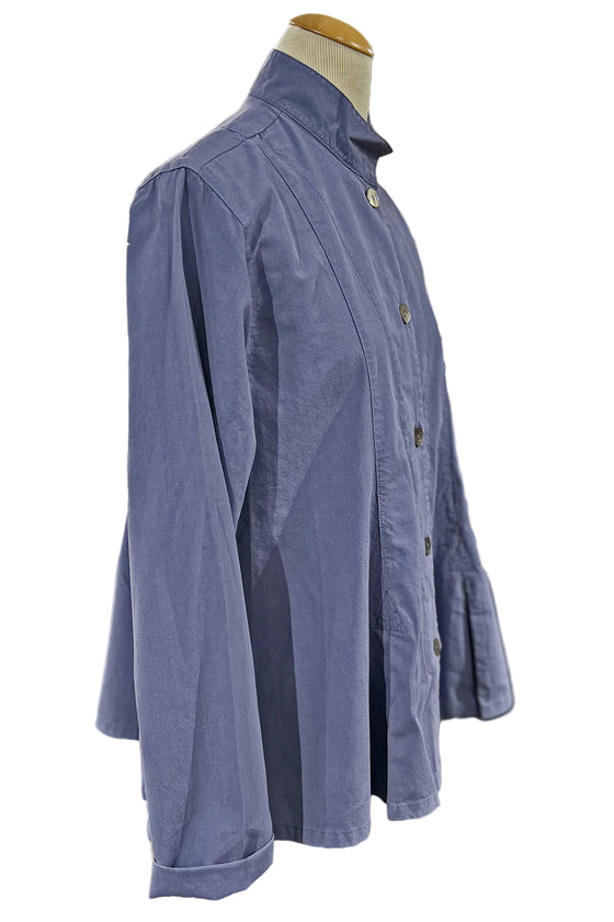 Eleven Stitch Design by Gerties Inset Box Pleat Blouse in Blue Iris