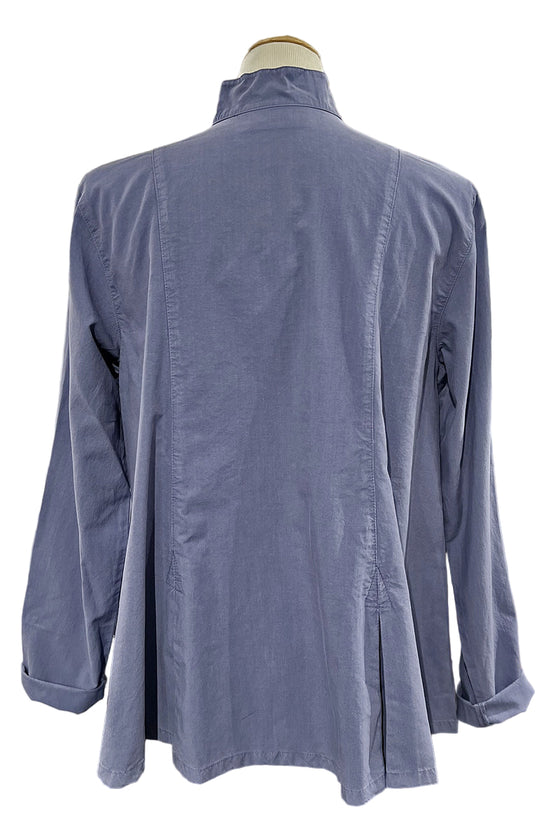Eleven Stitch Design by Gerties Inset Box Pleat Blouse in Blue Iris