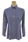 Eleven Stitch Design by Gerties Inset Box Pleat Blouse in Blue Iris