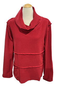  Eleven Stitch Design by Gerties Seamed Cowl Top in Ruby