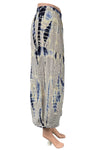 Eleven Stitch Design By Gerties Tucked Hem Pant in Indigo Tie Dye