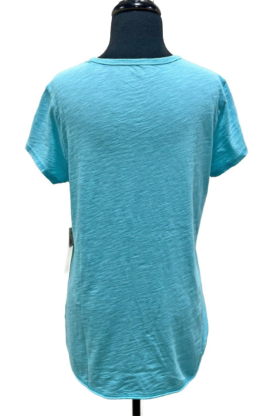 Escape By Habitat Cotton Dragonfly Scoopneck Tee in Turquoise Style 42807