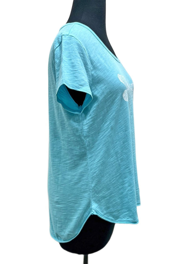 Escape By Habitat Cotton Dragonfly Scoopneck Tee in Turquoise Style 42807