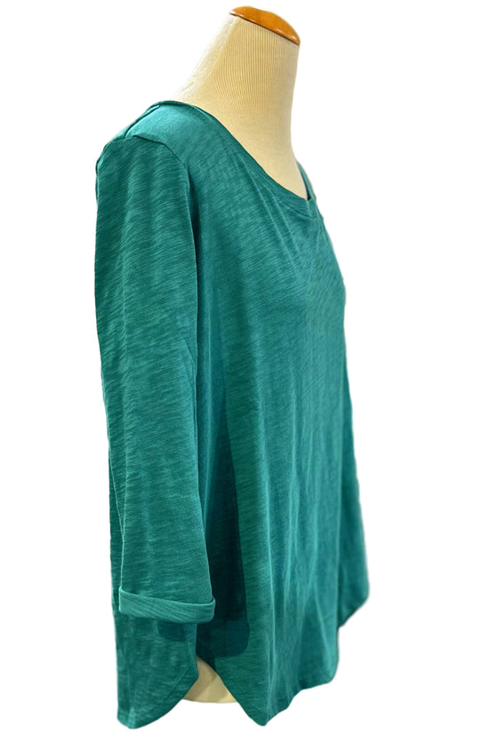 Escape By Habitat Cotton Slub Hi Low Tee in Emerald Style 10004