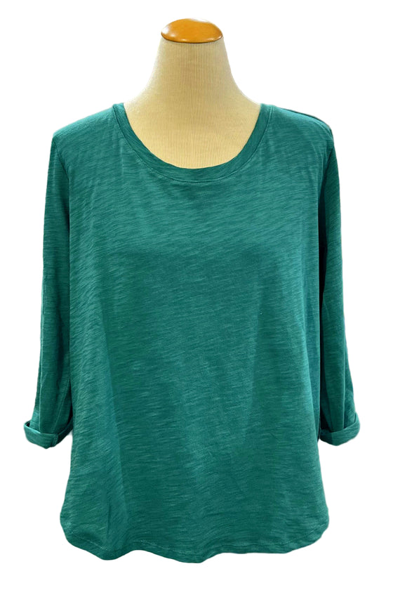 Escape By Habitat Cotton Slub Hi Low Tee in Emerald Style 10004
